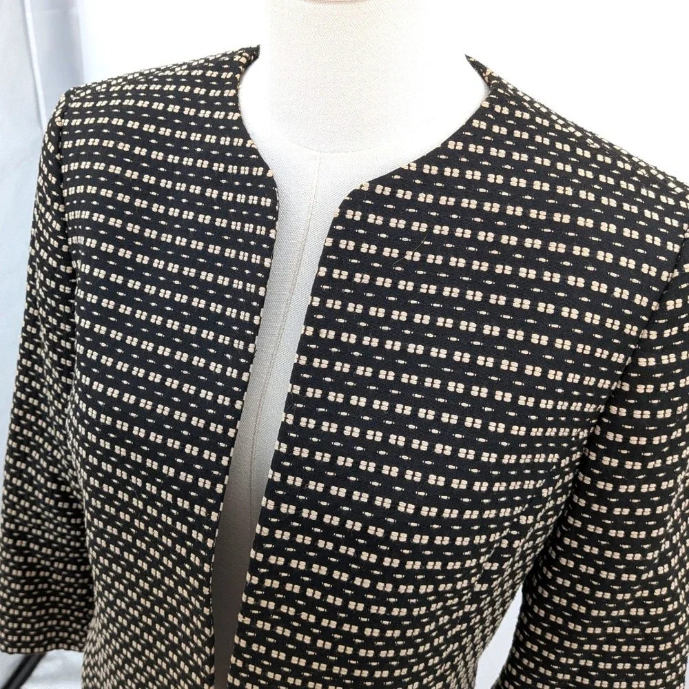 Anne Klein Textured Embroidered Blazer Brown Khaki Career Jacket Size 8‎